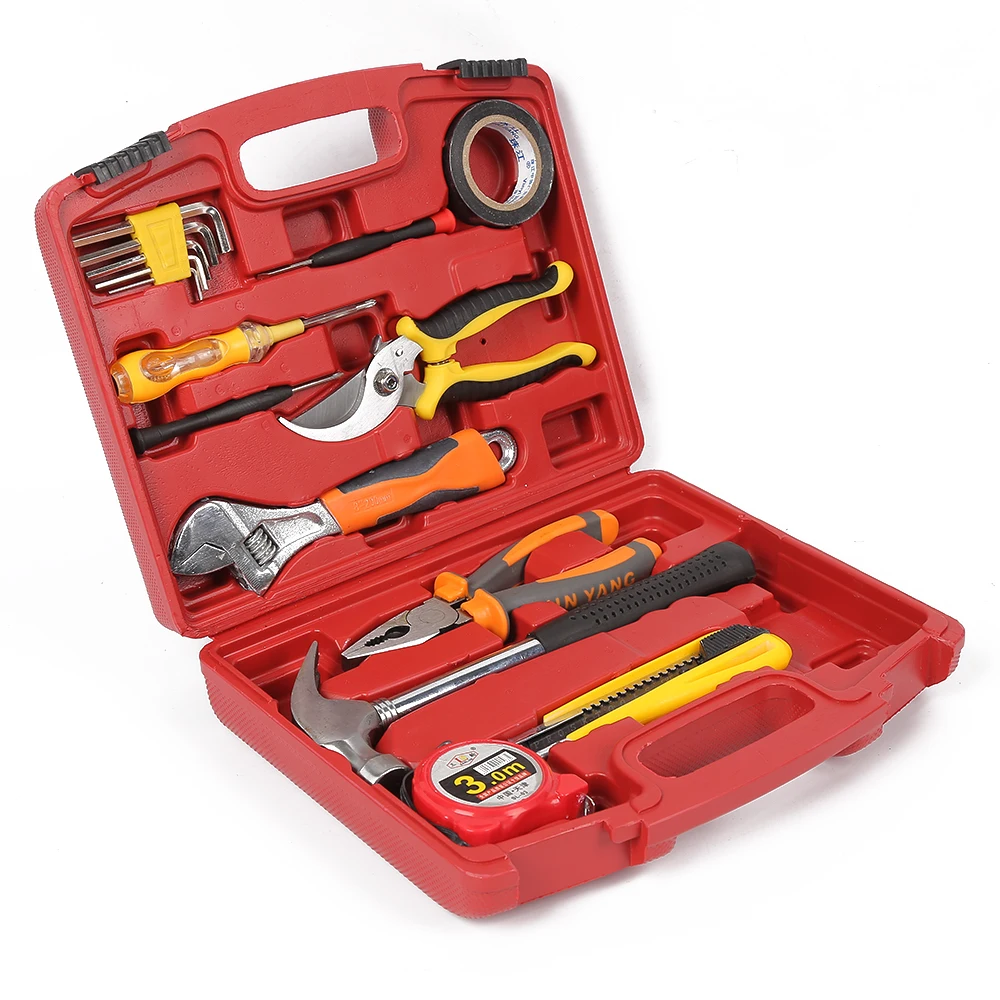 Hispec 15pc Socket Set And Metric Garage Tool Set Socket Wrench Tools For Automotive And Home Repair In A Tool Box Case