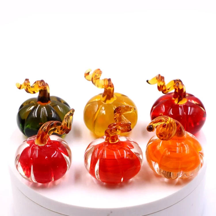 Big Size Mixed Murano Lampwork Glass Halloween Pumpkin Figurine