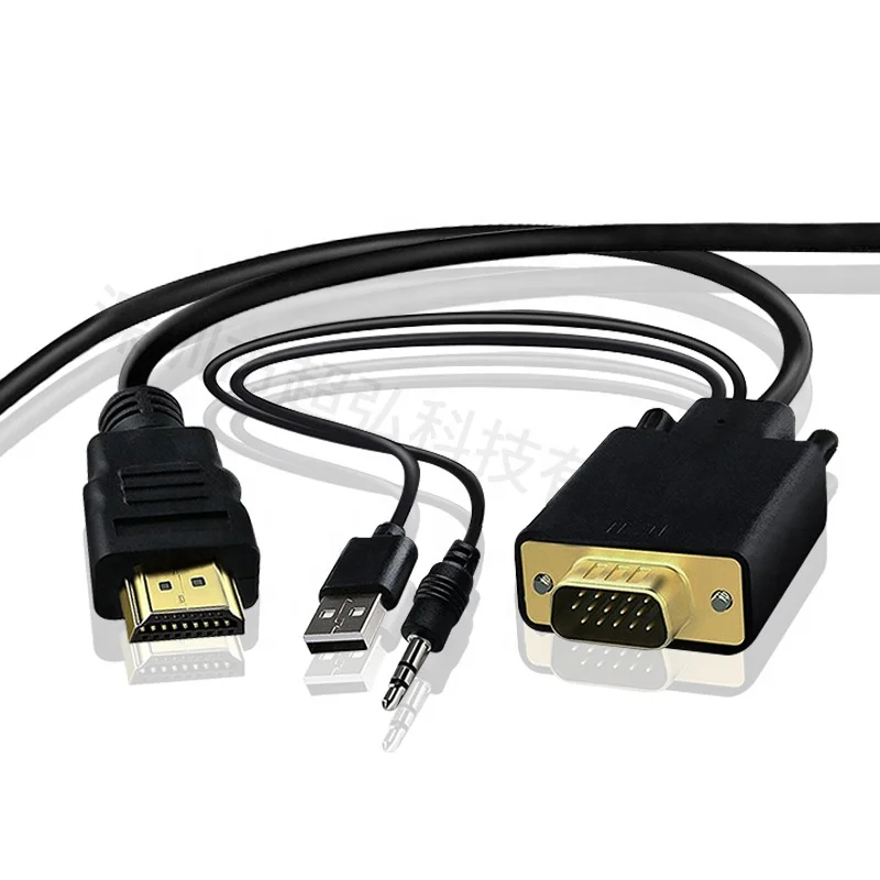 1.8M 6Ft 1080P VGA TO HDMI Cable with audio for Video Converter