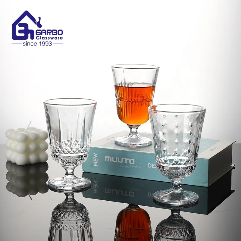 hot sale 250ml High quality Glass Wine Drinking cup Goblet Classic engraved Glass stemware Beverage wine Drinking new Design
