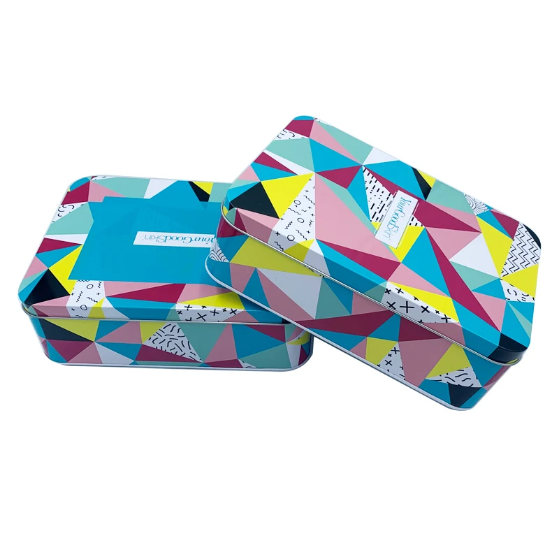 hot sales customized cosmetic rectangular metal tin box in cans,  hand cream sets tin box, tin containers lid balm cosmetic jars