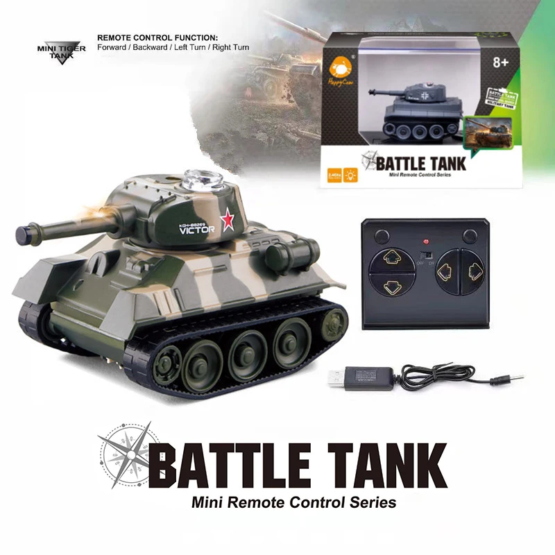 2.4G rotating stunt car rechargeable small half-track remote control mini military tank toys