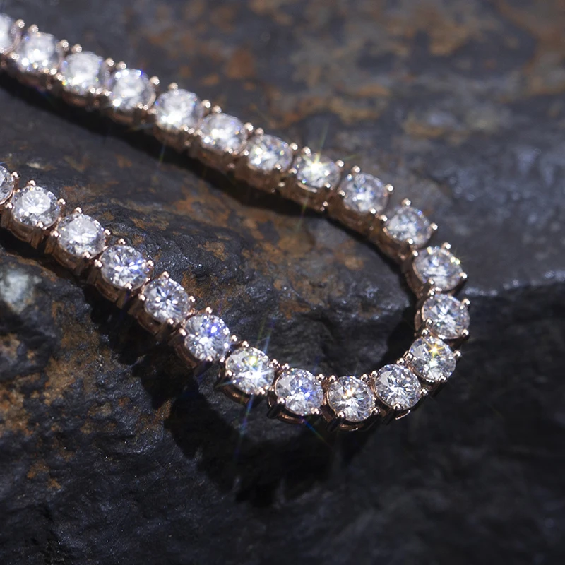 14K White/Yellow/Rose Gold Tennis Hand Set Lab Grown Diamond Chian/Necklace