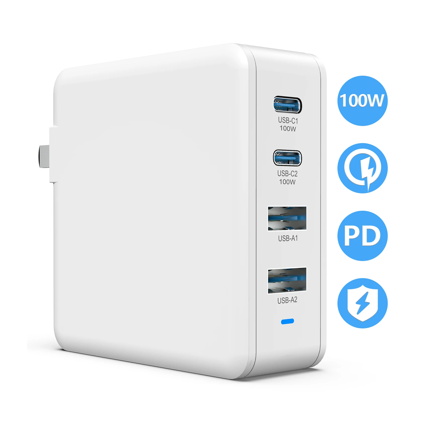4 Port Usb Wall Adapter Gan Charger 100W Universal Laptop
