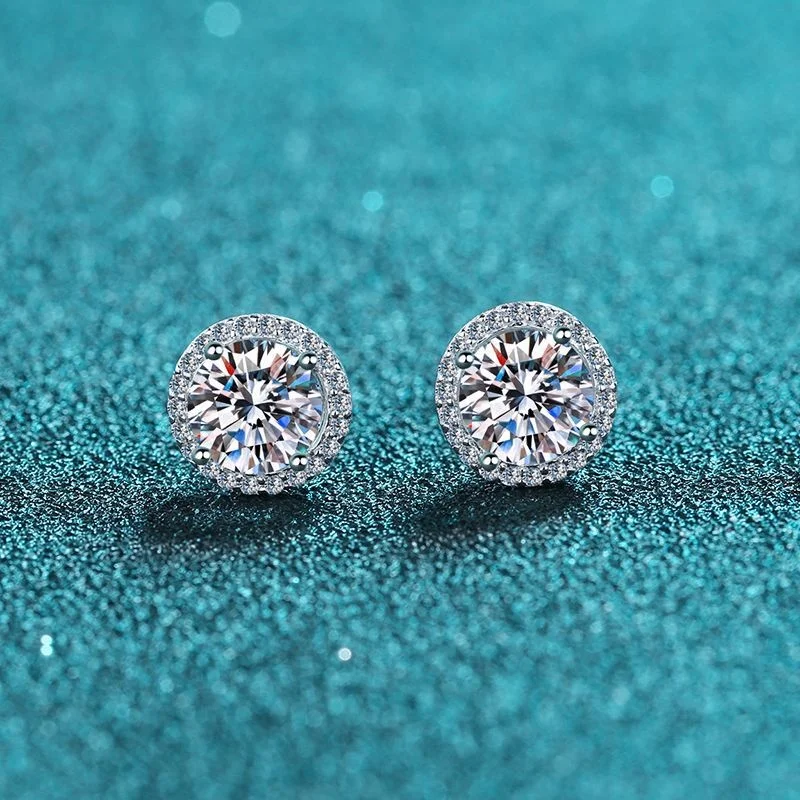 Сертификат GIA 925 стерлингового серебра женские серьги-гвоздики 5 мм 6 1 карат из тонкого муассанита с четырьмя когтями