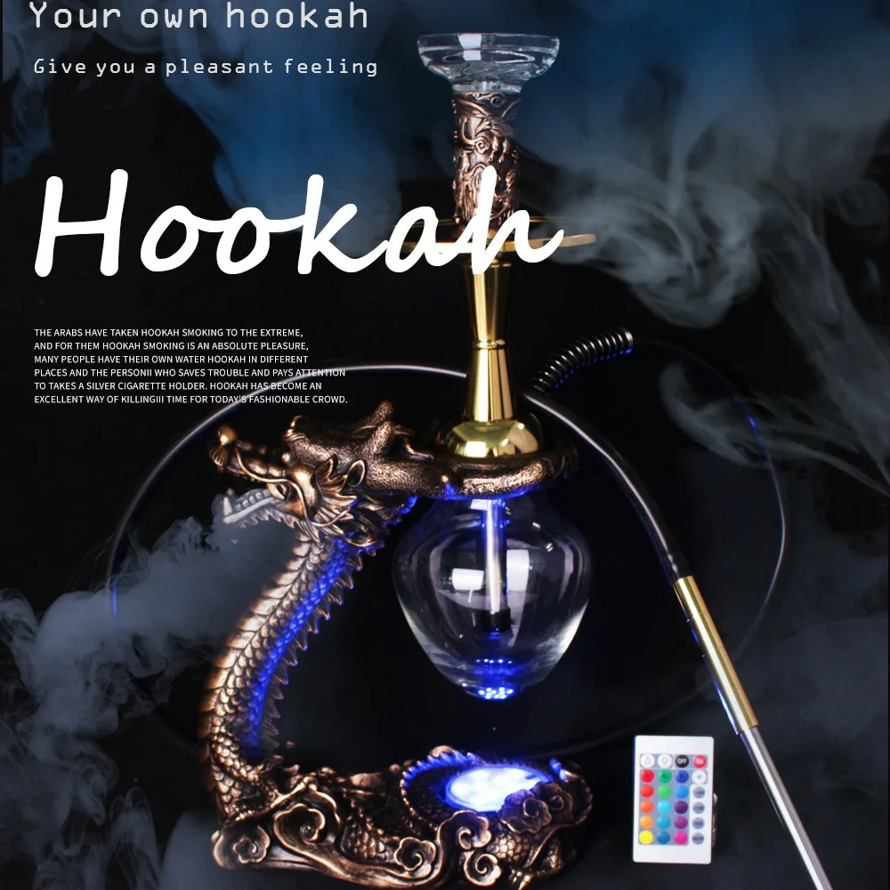 Chinese elements Oriental dragon hookah with light single pipe creative shape shisha