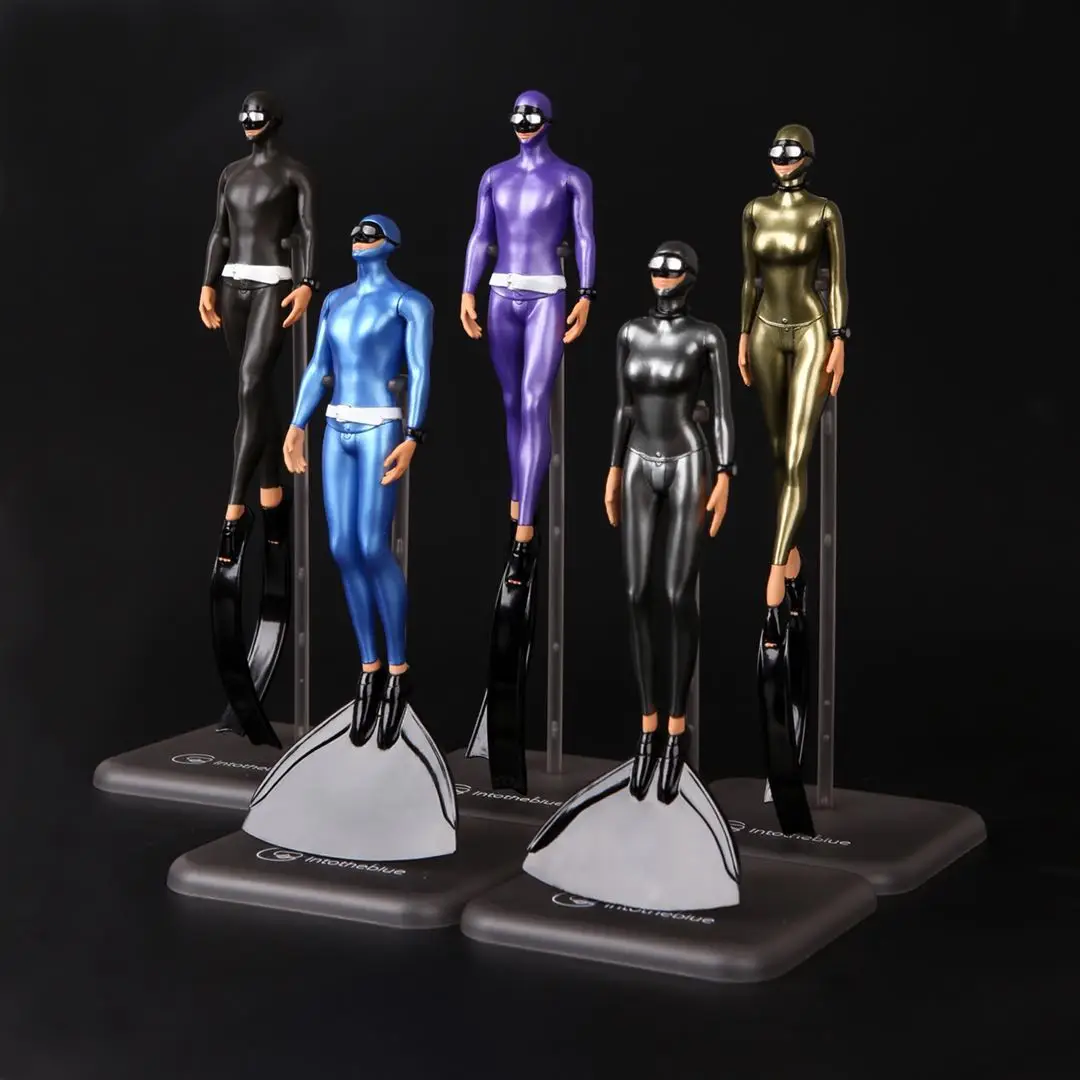 intotheblue PVC freediver miniature model with bifins monofin for desktop decoration