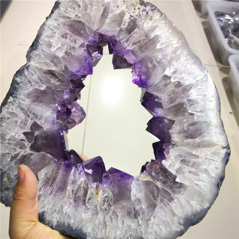 natural rough amethyst cluster geode wholesale large amethyst druzy slab amethyst slice hole for home decoration