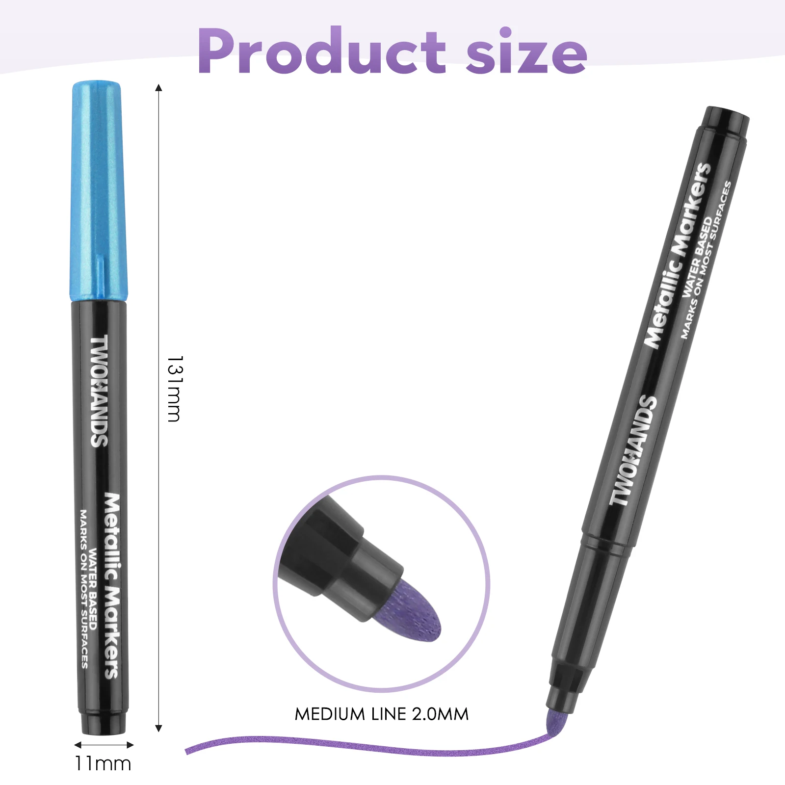 TWOHANDS Waterproof Paint Marker Pen 8 Colors Metallic Marker For Diy Graffiti