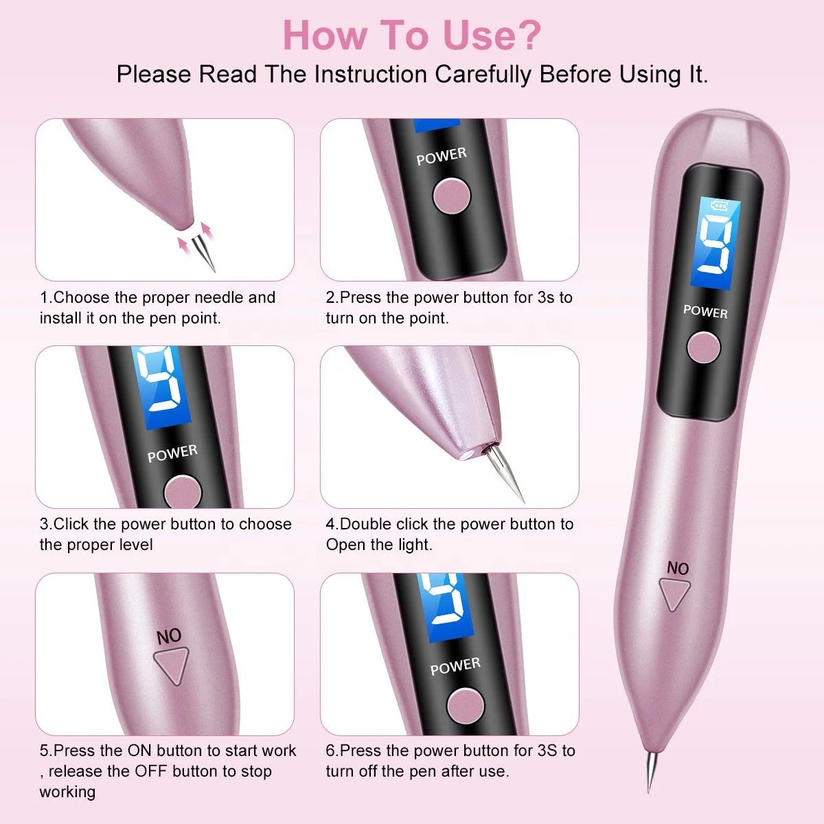 Beauty Handheld Mole Freckle Eye Wrinkle Remover Device with Pigment Removal Features Targeting Face Neck Arm Tattoo Areas