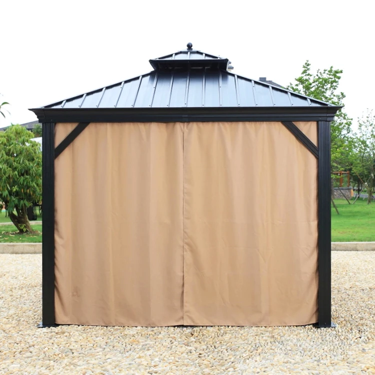 
High quality commercial outdoor garden aluminum hardtop pavilion mosquito net gazebo for leisure yard patio 
