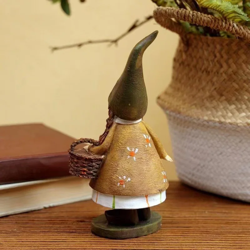 Resin Handicrafts Home Decor Resin Statue Basket Flower Girl Statue Forest Girl Resin Home Decoration Ornament Statue Gift