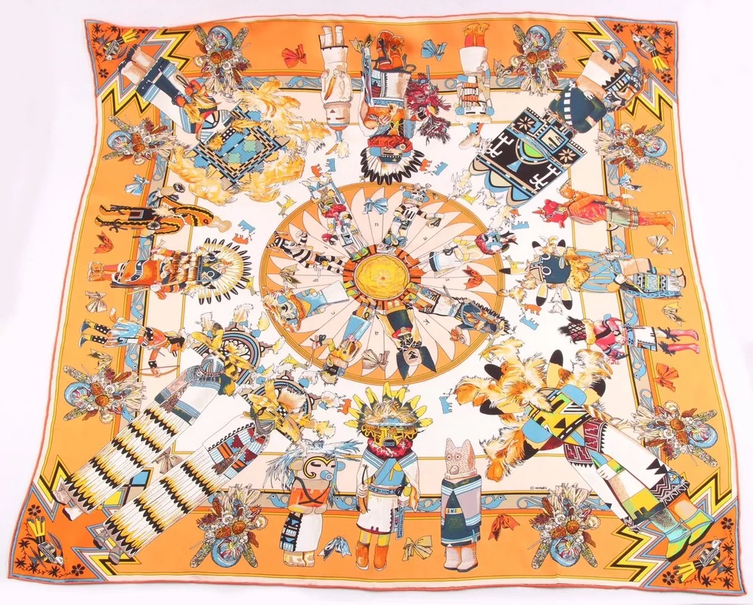 High Quality Custom  90*90cm Double Sided Printing Luxury Twill Film 100% Silk Satin Scarf