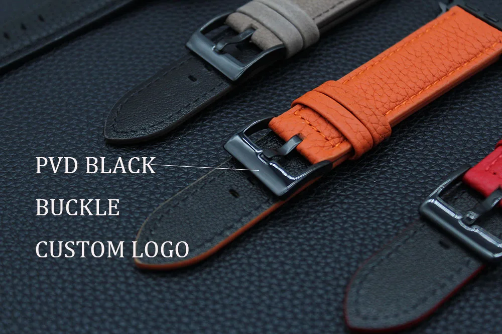Litchi Grain Genuine Leather Watch Band Cowhide Pressed Thread  Leather Watch Strap for IWatch Series Ultra 7 6 5 4 SE Wristband