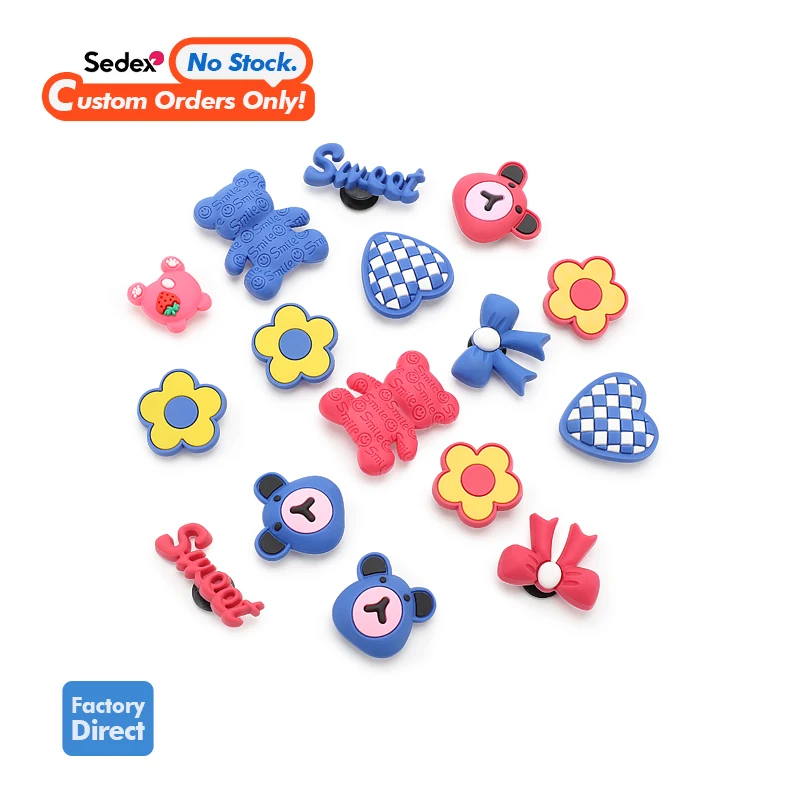 Custom 2024 New Popular Luxury Cartoon Silicone PVC Clog 3D Shoe Charms Bulk Wholesale Rubber Shoe Charm