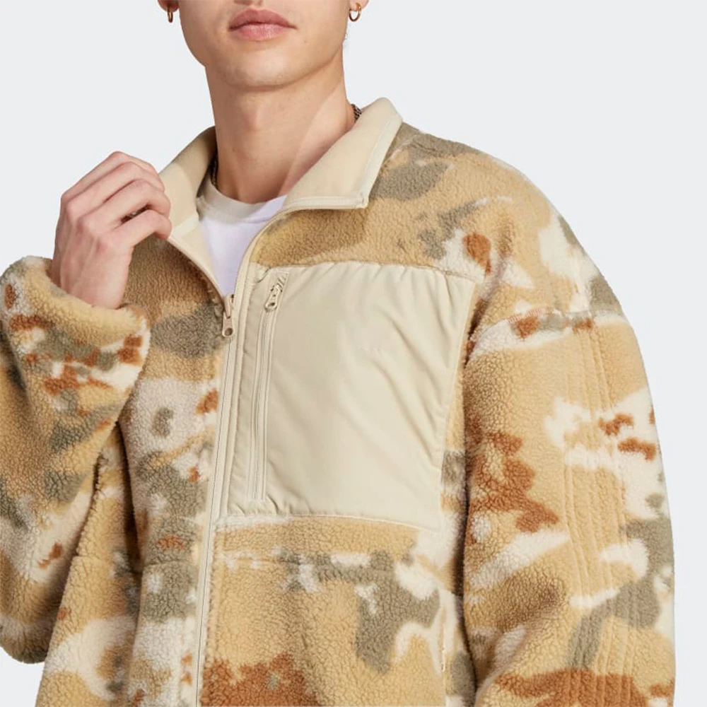 2024 Custom Logo  Camouflage Fleece Jacket Zip Up Camouflage Windbreaker Thick Coat Polar Reversible  Sherpa Fleece Jacket Men