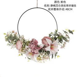 2024 Artificial Lily Tea Rose Wreath New Design Flower Wall Backdrop