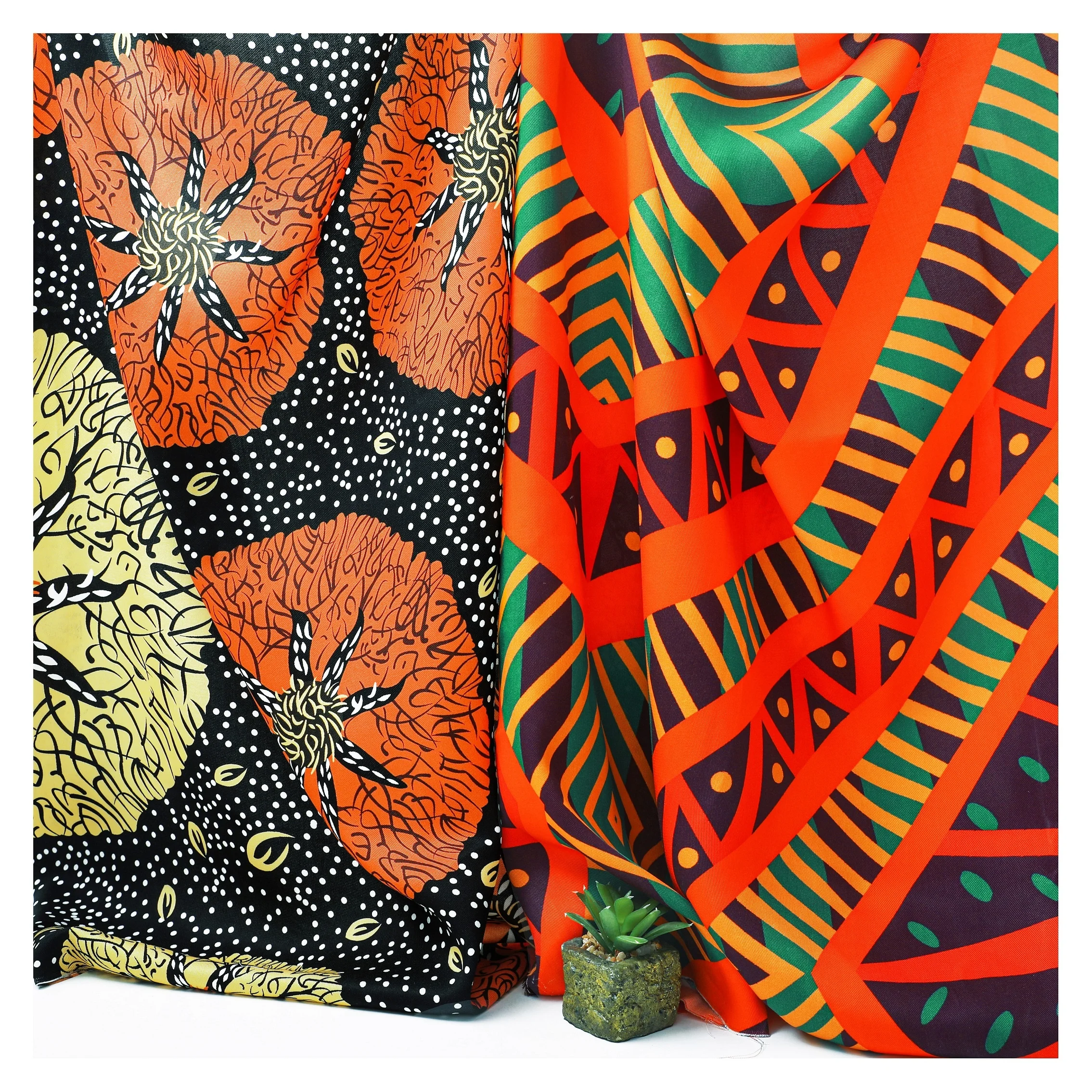 Tencel Woven African Pattern Customization Geometric Print Fabric Tencel Cotton Twill For Dresses