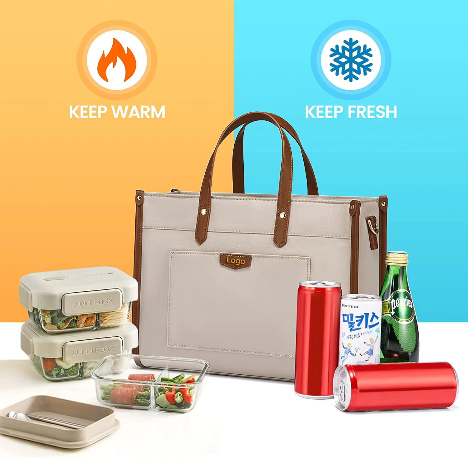 Lightweight Insulated Lunch Cooler Tote Bag for Adult Women Picnic Beach