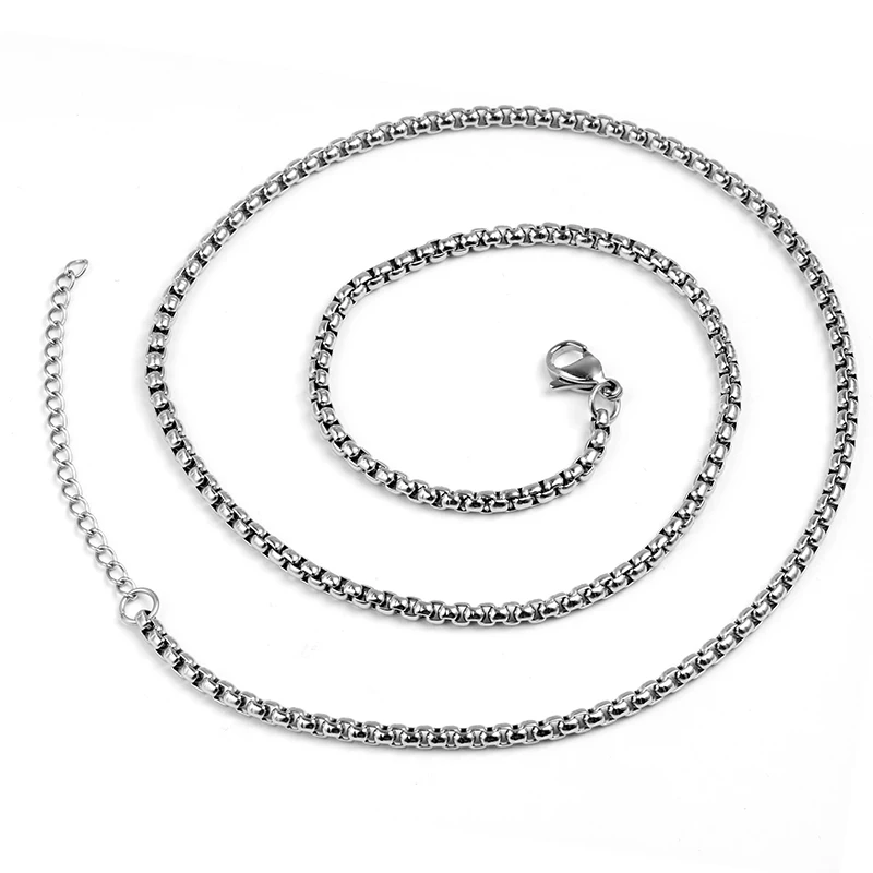 3mm polished sandblasting brushed pure titanium mens chain necklace cuban link box chain bracelet necklace with lobster clasp