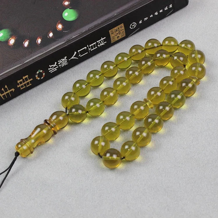Hot Sales China Strength Manufacture OEM and ODM Glow in the Lighting Bracelet Scented Religious Tasbih Prayer 33 Amber Beads