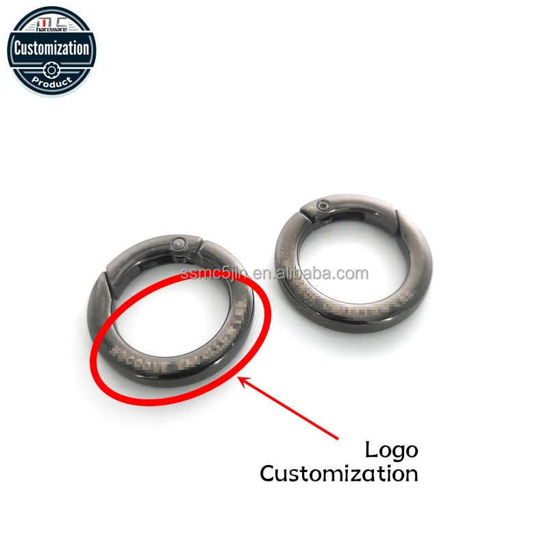 Wholesale Zinc Alloy Flat Wire Keychain with Open Ring Buckle Connection Laser Logo Hardware Accessories for Garments