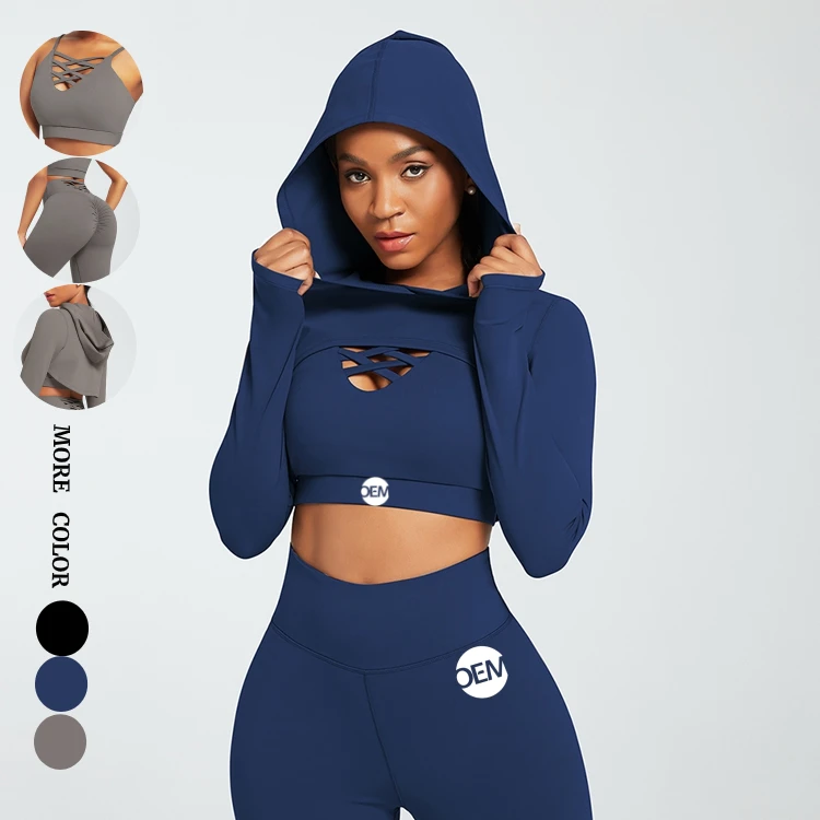 
Drop Ship Three Piece Sportswear Workout Clothing Fitness Two Piece Womens Workout Clothes 
