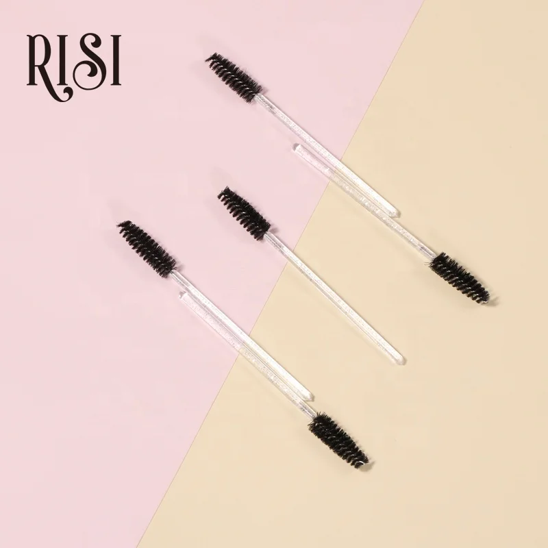 RISI Wholesale Glitter Mascara Wands 50 Pcs/ Bag Mascara Applicator Beauty Makeup Mascara Wands Disposable Eyelash Brush