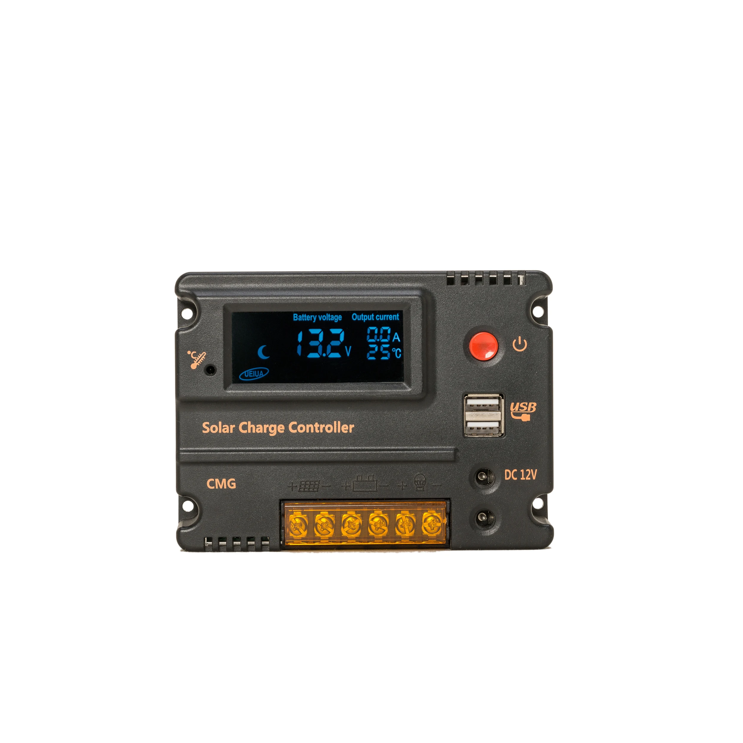 PWM 12V/24V 10A/20A Solar Charge Controller with LCD Display and Two USB for Auto Correct