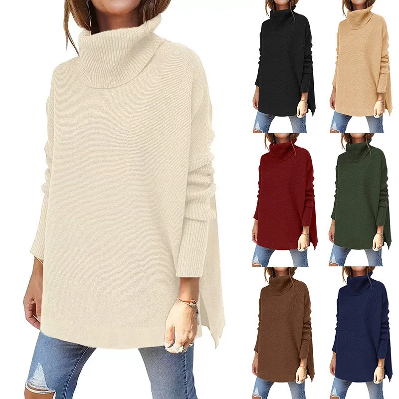 Oversized Pullover Knitted Sweater Women Knitted Pullover Tops For Ladies Casual Sweaterwomen Knitting Bat Sleeve Sweater