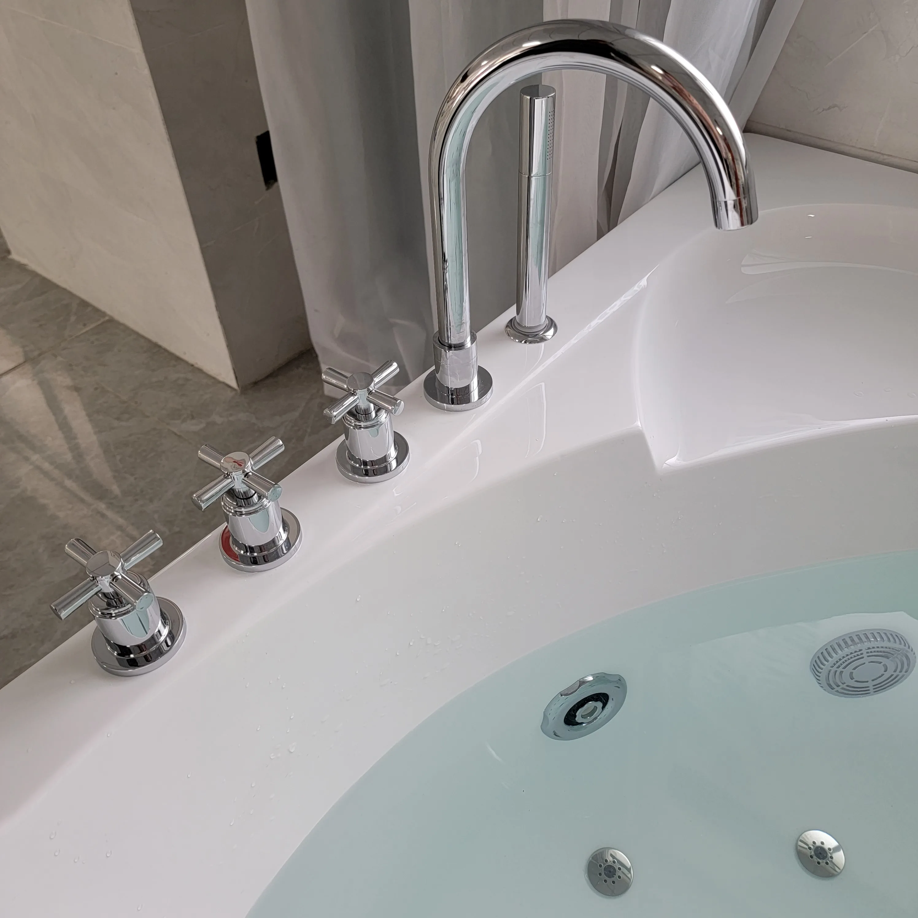 LED jets massage 2 person large space whirlpool  corner massage bathtub