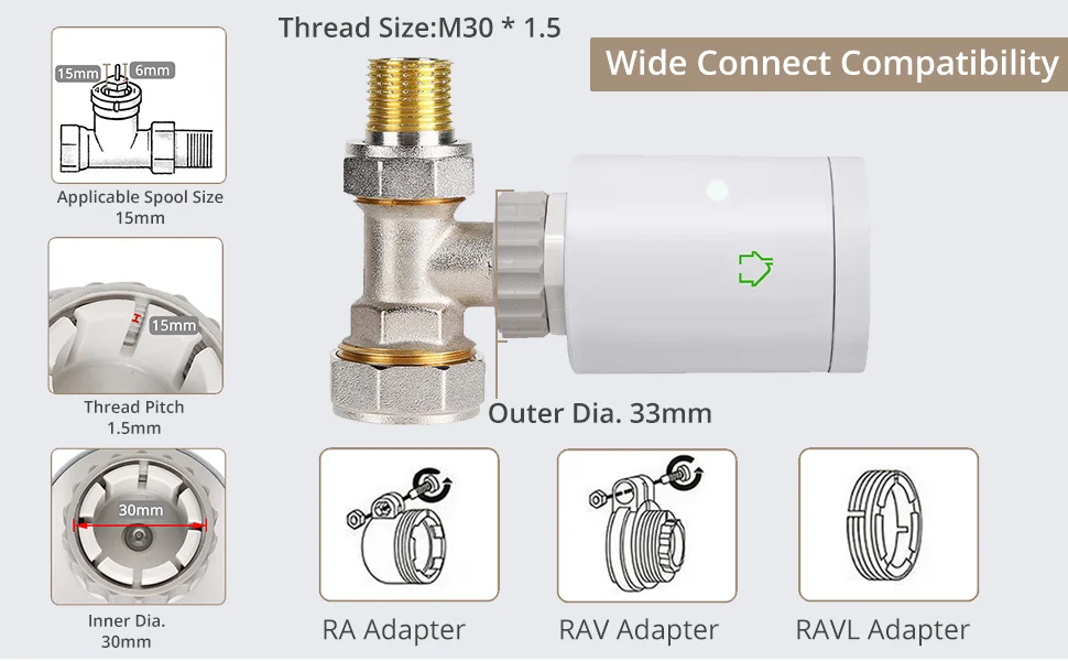 Thermostat TRV Radiator Valves Wireless Control Boiler Tuya Zigbee Gateway Additional Adaptors Intelligent Heating