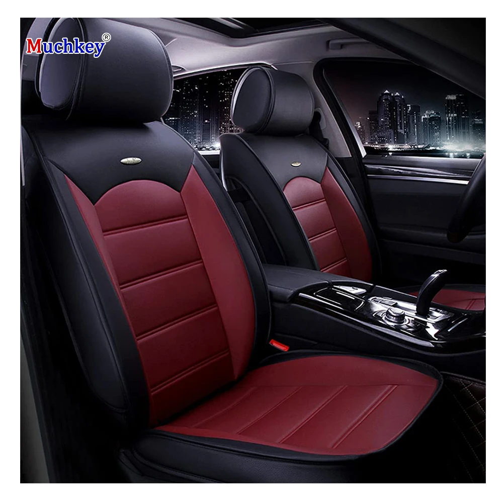 Muchkey Anti Slip Waterproof Dustproof Protector 5 Seats Breathable Full Surrounded Universal Pu Leather Car Seat Covers