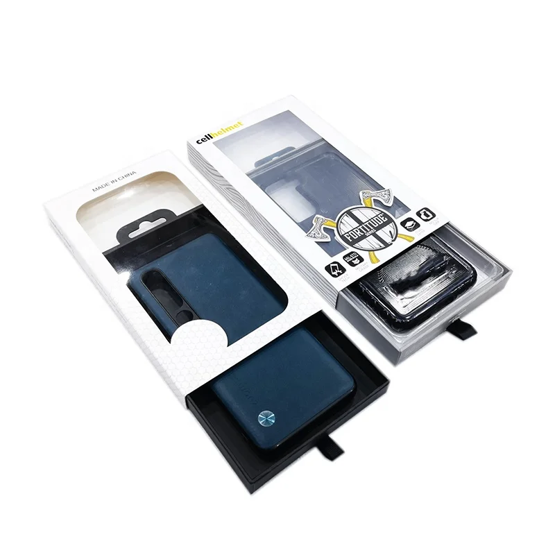 Hot Selling Custom Luxury Design Cell Phone Cardboard Packaging Gifts Boxes Phone Case Empty Drawer Paper Box With PVC Window.