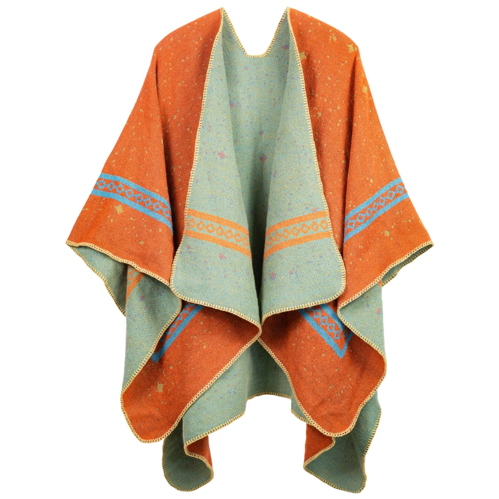 Wholesale Newest Design Nepal Pashmina Scarf Capes For Women Travel Thick Warm Shawls Flower Jacquard Cashmere Ponchos Women