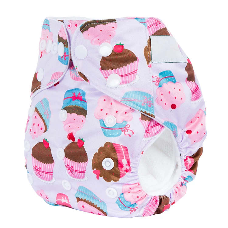 Eco Friendly Digital Printed Diapers In Baby Soft Breathable Leak Guard Nappies Cloth Diaper For Girl With Cake Pattern