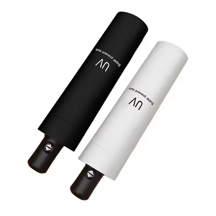 Extra Automatic Eight-bone Five-fold Umbrella Black Glue Sunshade Mini Pocket Umbrella Folding Rain And Sunshine Umbrella