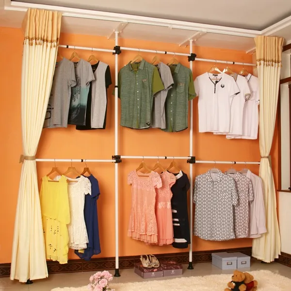 Small Custom Open Pipe Clothes Rack Adjustable Hanging Clothes Rack DIY Heavy Duty Portable Clothing Rack