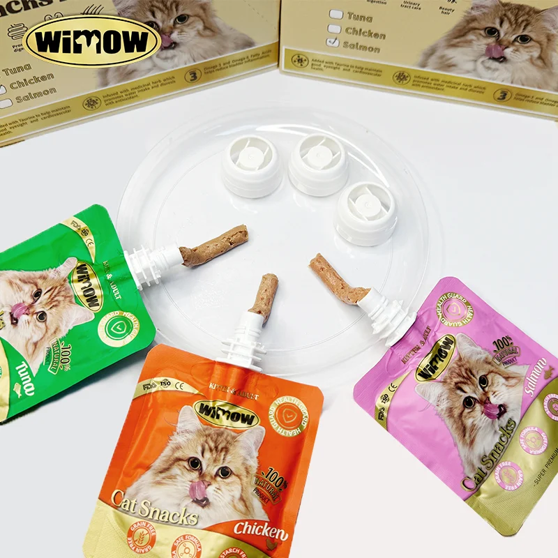Оптовая продажа oem odm omega 3 & 6 Wimow 40 г кошачий влажный корм куриный тунец лосось рецепт в бульоне мешочке на 1 4 унций