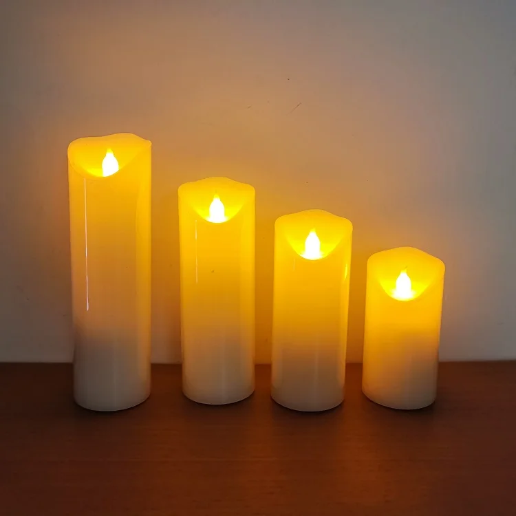 diameter 53 cylinder pillar paraffin wax remote controlled electric LED light 5 candles set