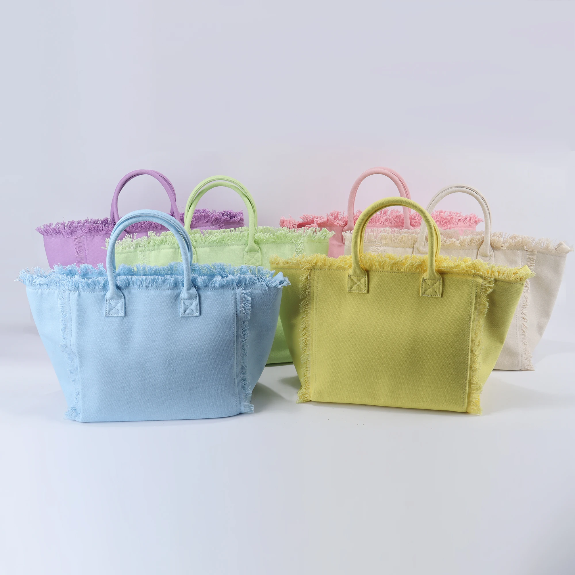 Ready To Ship 6 Colors Summer Waterproof Canvas Bags Women Handbags Ladies Fringe Tassels Beach Tote Bag Cotton Canvas Tote Bag