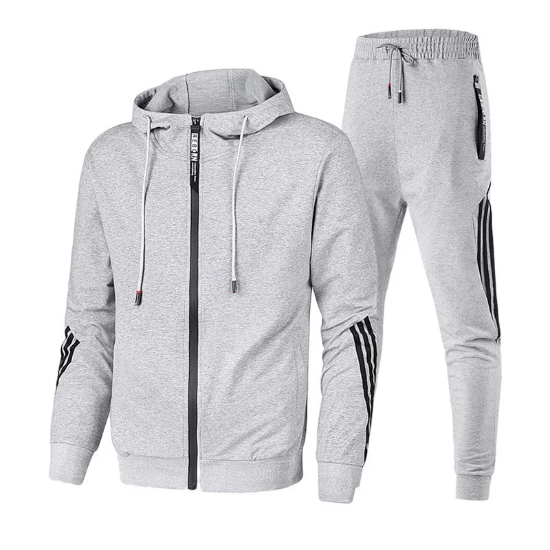 Casual Fashion Sportswear Zipper Hooded And Pant Pullover Two Piece Set Men Tracksuit Set