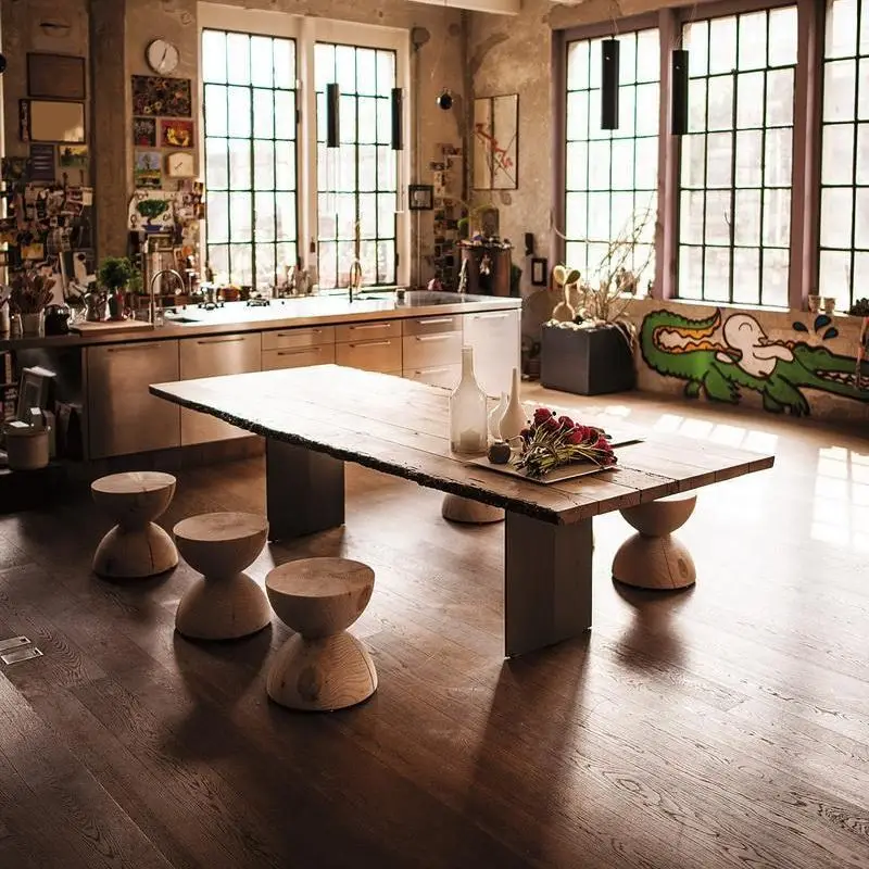 Round Solid Wood Top Side Table Pedestal End Table