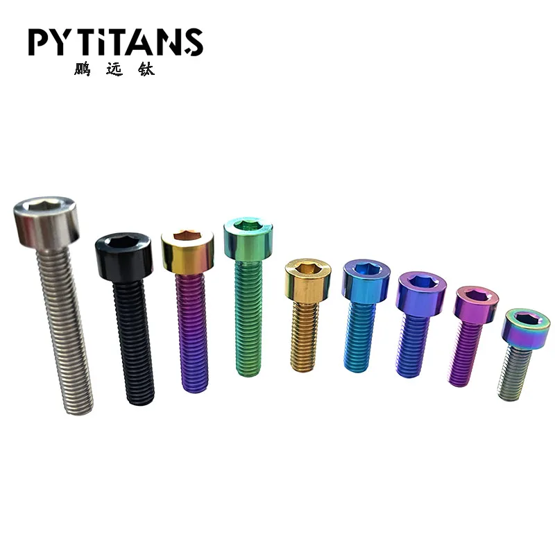 Gr5 titanium bolts High Strength Screws Titanium Full Thread Hexagon Socket Hex Bolts fastener by PYTITANS
