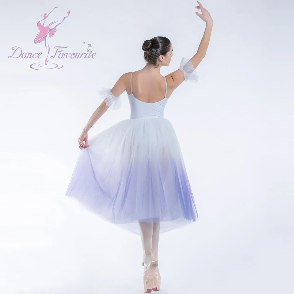 19335 Ombre purple romantic tutu skirt spandex white bodice with soft tulle tutu ballerina dance costume