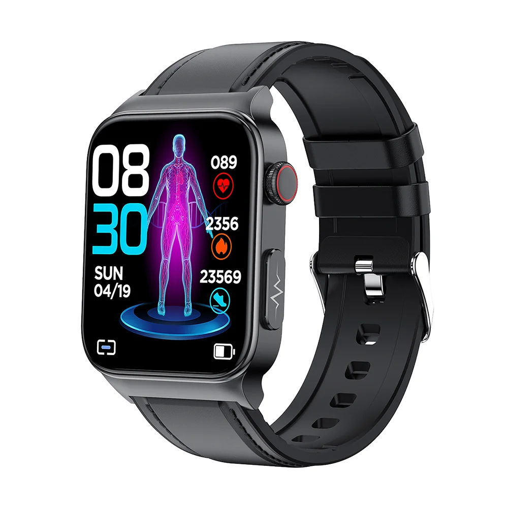 E500 Cardiac Blood Glucose Smart Health Watch Temperature ECG Monitoring Men Women Smart Watch Chest Patch Heart Rate