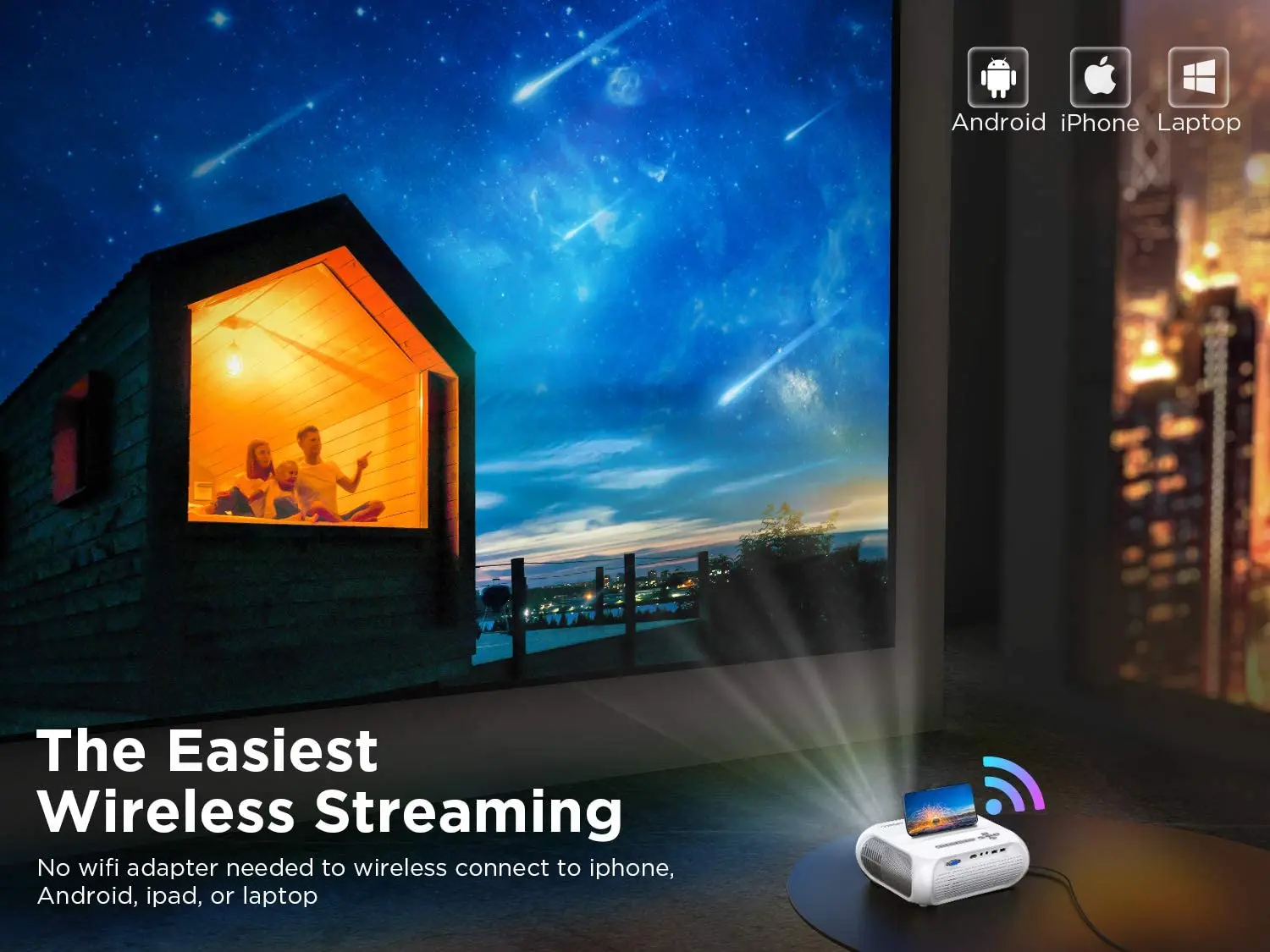 [New Upgraded High 5500 Lumens Mini 1080p Projector ] Home Theater 1080P LCD LED Portable FHD Mini Projector