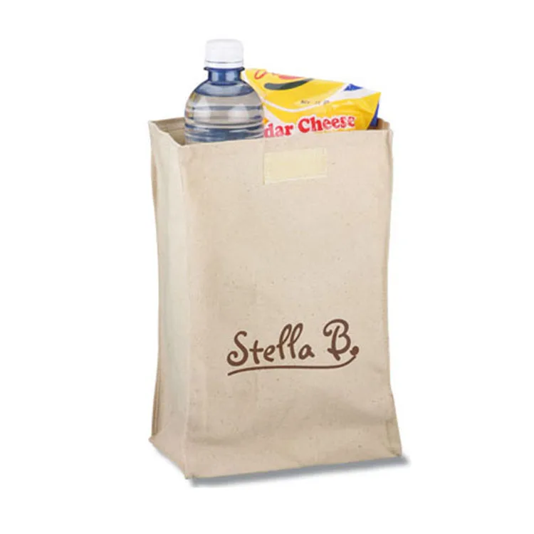 Сумка для ланча из хлопчатобумажной ткани с застежкой-липучкой сверху