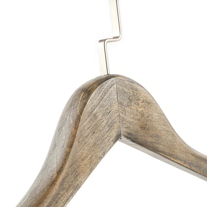 Wholesale Premium Vintage Color Solid Wooden Suit Hangers Machine With Adjustable Metal Clips