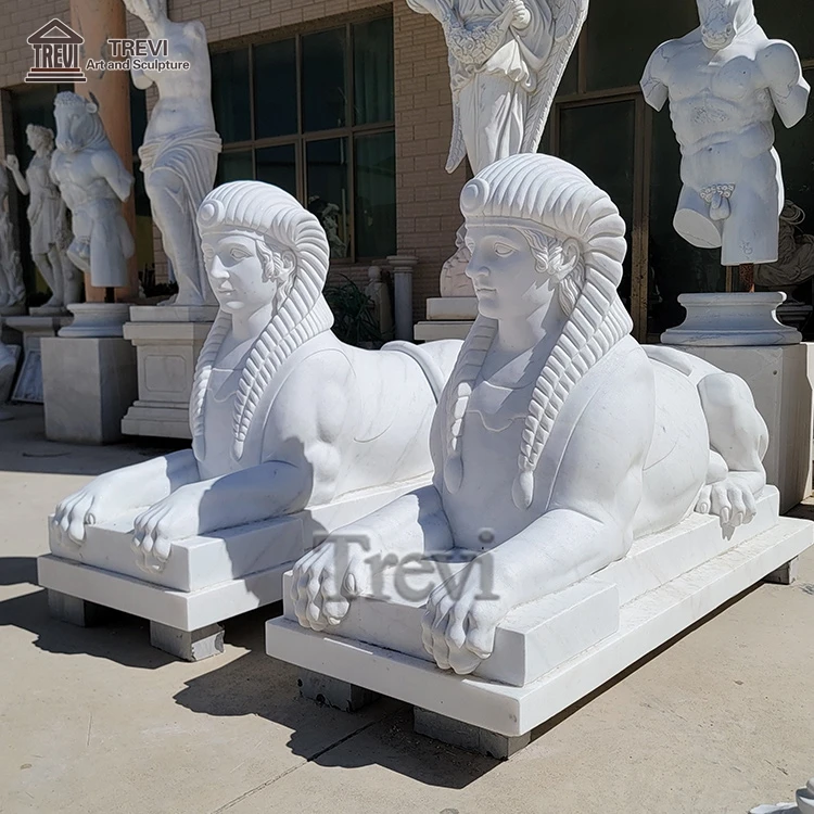 Уличная Большая Садовая статуя Сфинкса из египетского мрамора под заказ на продажу